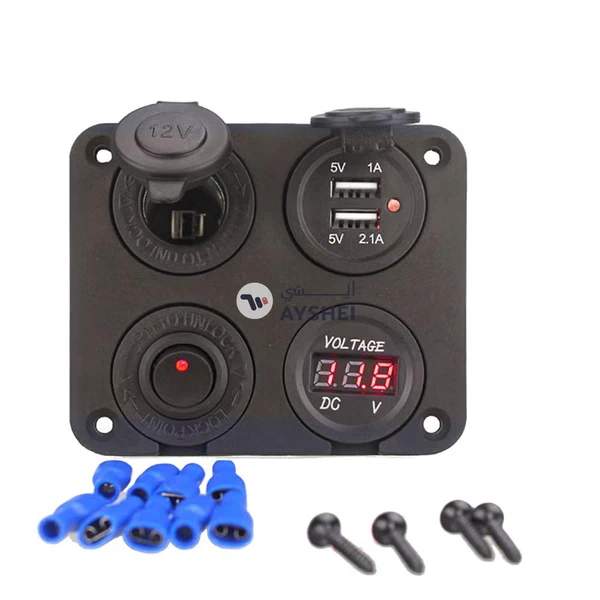 Generic Dual USB Car Charger with Cigarette Lighter Socket Black/Red