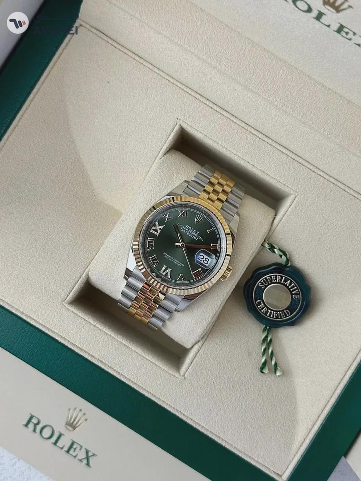 Rolex Datejust 36mm Steel & Yellow Gold Olive Green VI Diamond Dial-1-portrait