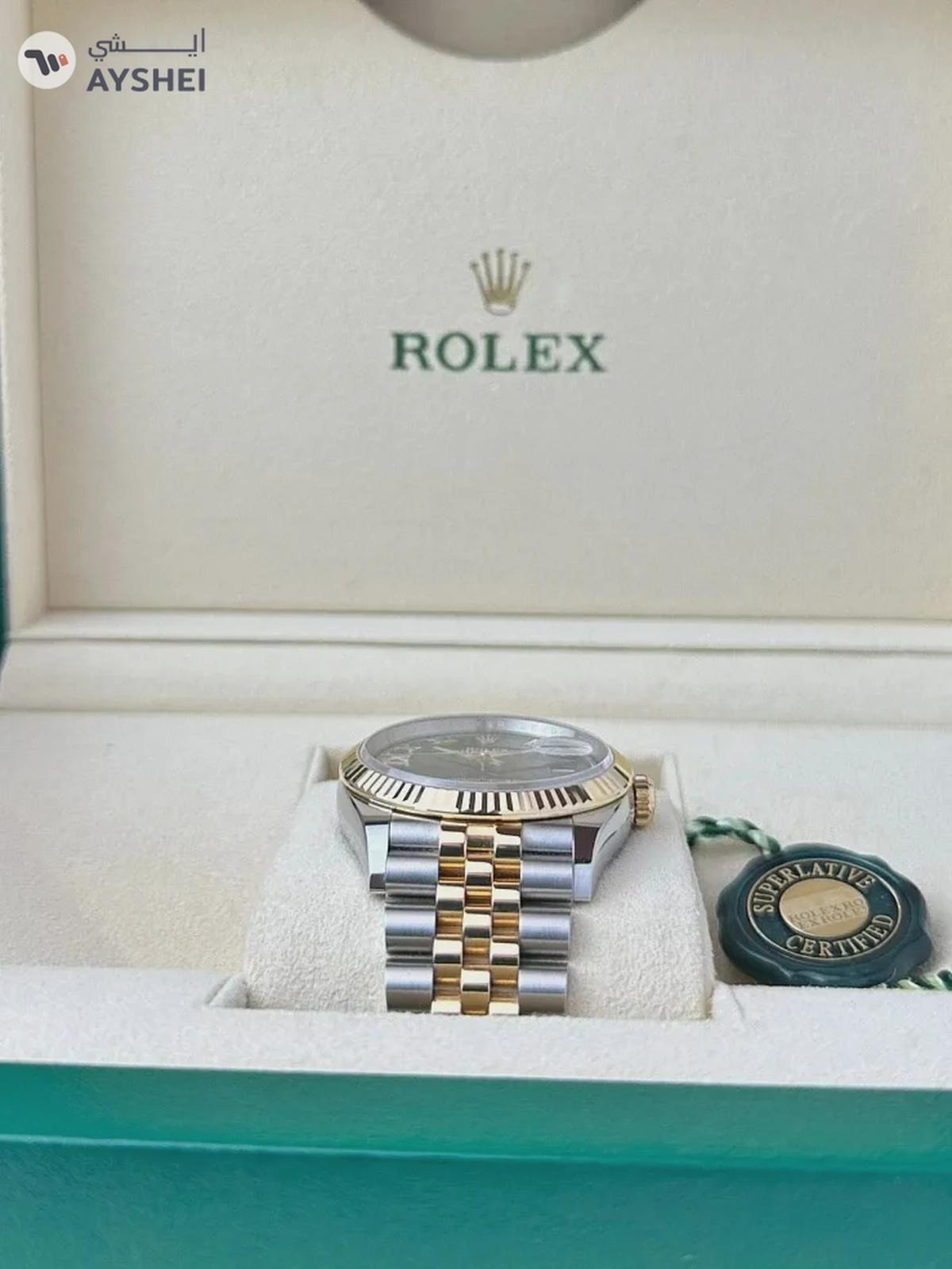 Rolex Datejust 36mm Steel & Yellow Gold Olive Green VI Diamond Dial-2-2