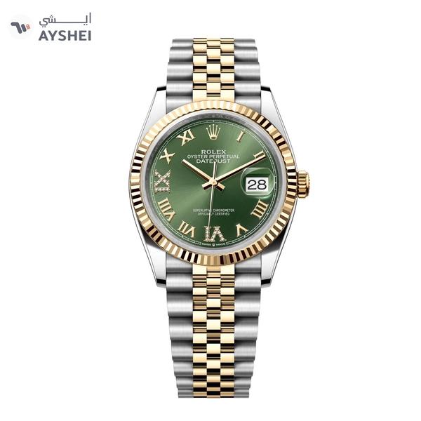 Rolex Datejust 36mm Steel & Yellow Gold Olive Green VI Diamond Dial