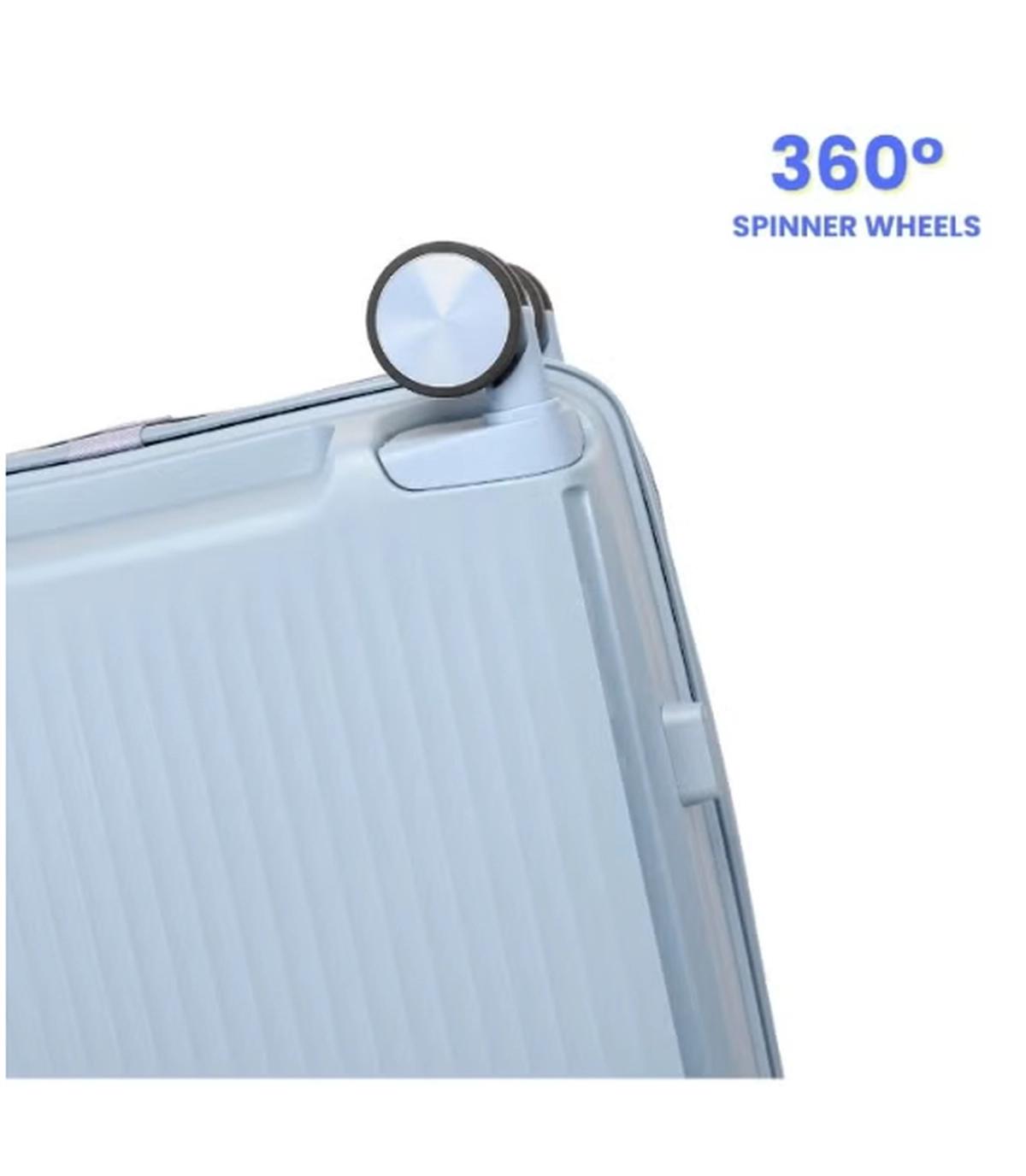 British Tourister 3 Piece Polyproplene Hard Side Spiner Luggage Trolley Set 20/24/28 Inch - Grey Blue-7-7