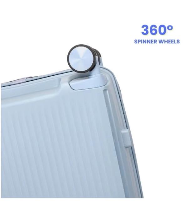 British Tourister 3 Piece Polyproplene Hard Side Spiner Luggage Trolley Set 20/24/28 Inch - Grey Blue