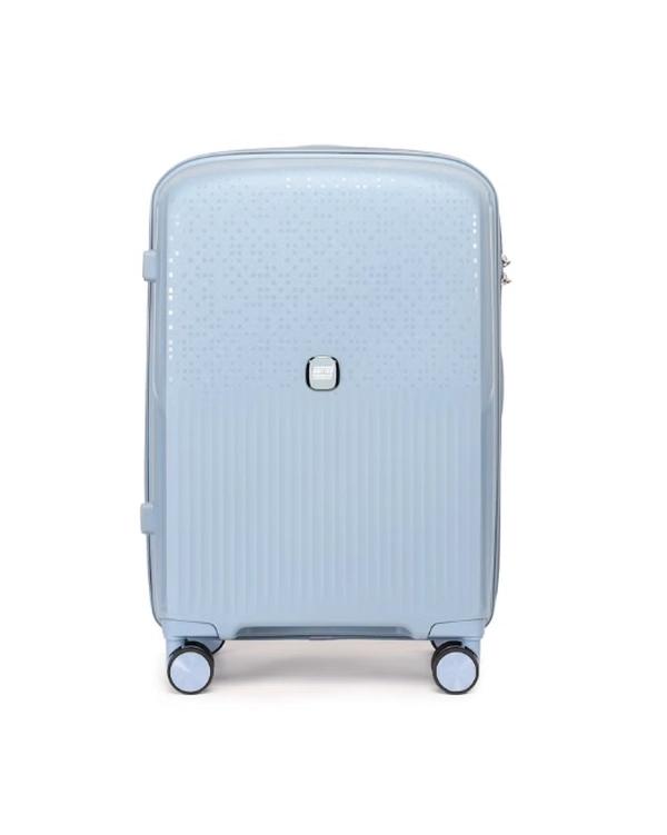 British Tourister 3 Piece Polyproplene Hard Side Spiner Luggage Trolley Set 20/24/28 Inch - Grey Blue