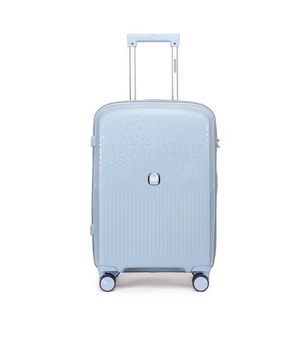 British Tourister 3 Piece Polyproplene Hard Side Spiner Luggage Trolley Set 20/24/28 Inch - Grey Blue