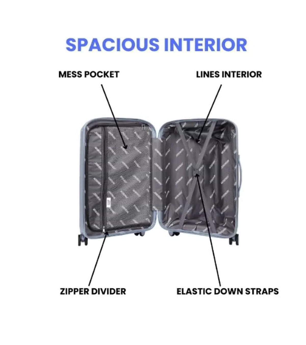 British Tourister 3 Piece Polyproplene Hard Side Spiner Luggage Trolley Set 20/24/28 Inch - Grey Blue-3-3