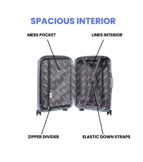 British Tourister 3 Piece Polyproplene Hard Side Spiner Luggage Trolley Set 20/24/28 Inch - Grey Blue