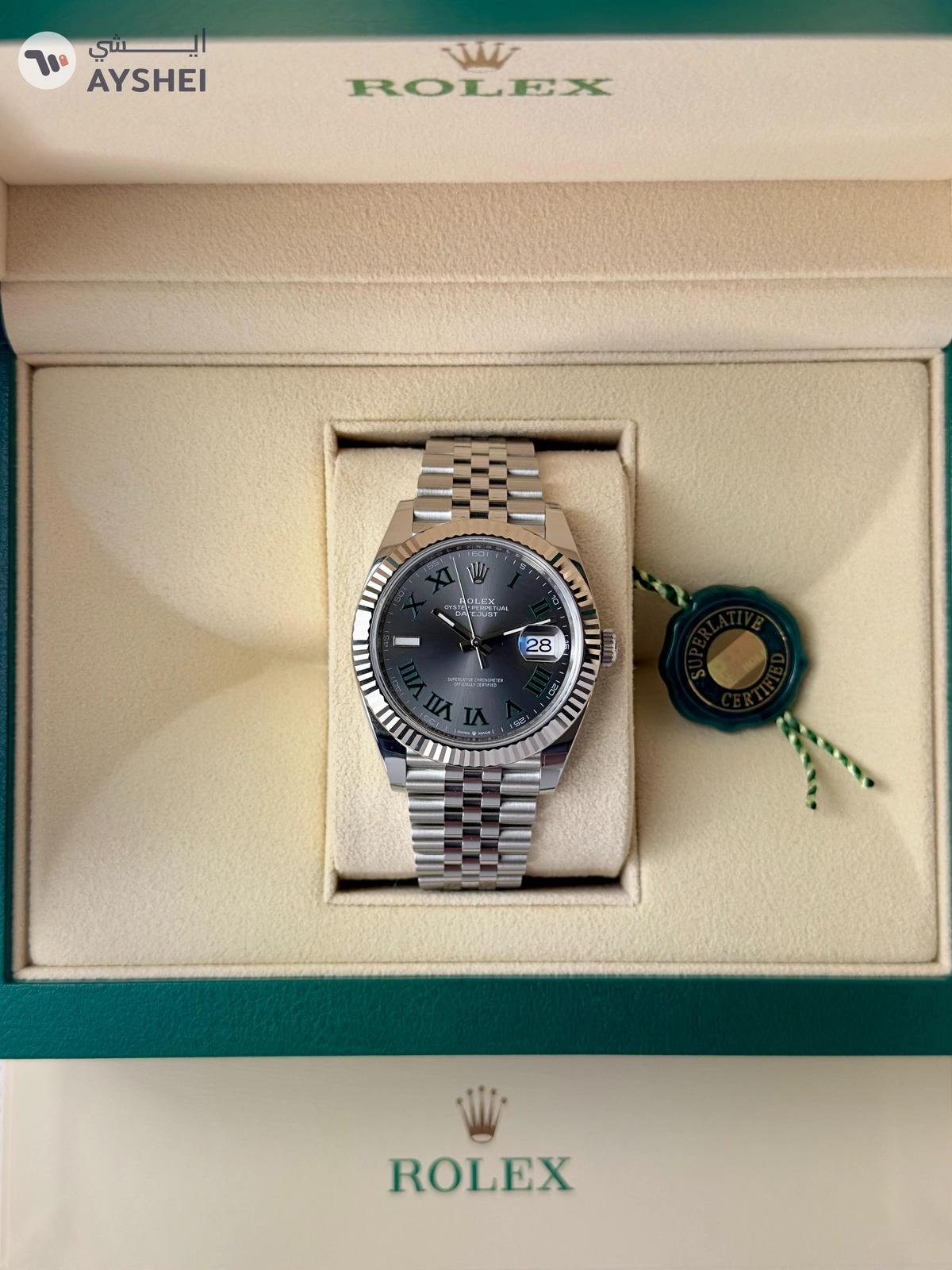 Rolex Datejust 41mm Steel & White gold Wimbledon dial Jubilee bracelet-0-portrait