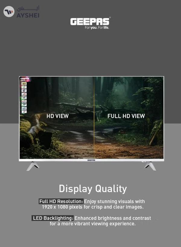 GEEPAS 43" Frameless HD Smart LED TV With Remote Control