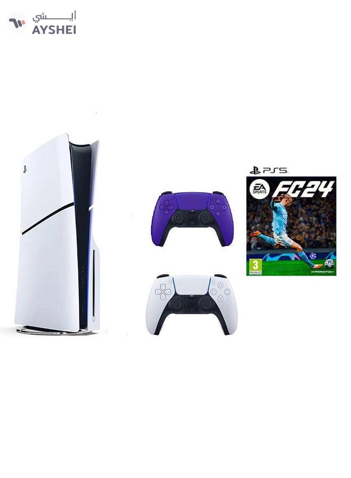 Sony PlayStation 5 Disc Slim Console With Extra Purple Controller And FC 24-0-portrait