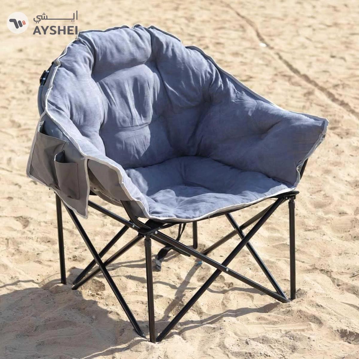 YATAI Portable Padded Folding Camping Chair with Side Pocket - Foldable Fishing Camping Chair-0-portrait