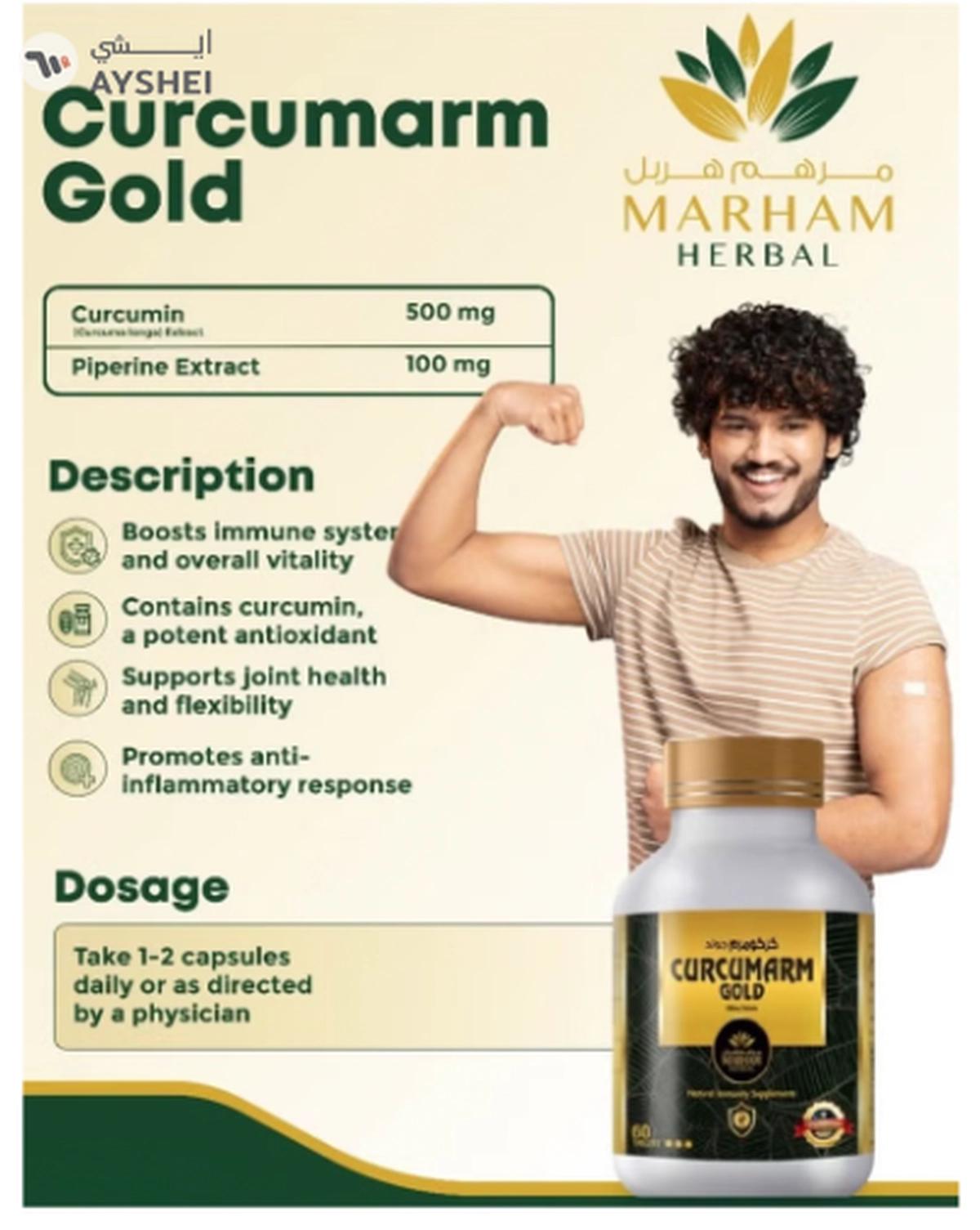 MARHAM HERBAL Curcumarm Gold 500mg Tablet: Natural Immunity Supplements with 500mg-4-4