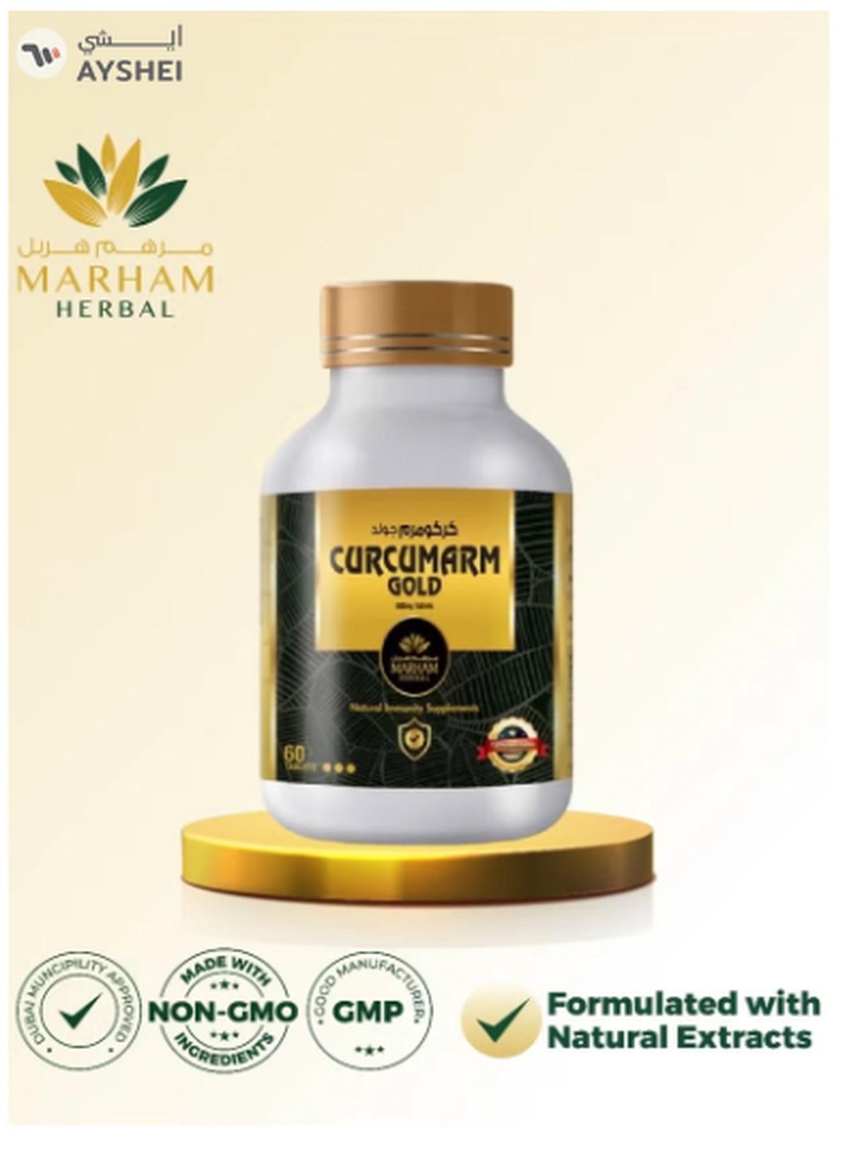 MARHAM HERBAL Curcumarm Gold 500mg Tablet: Natural Immunity Supplements with 500mg-5-5