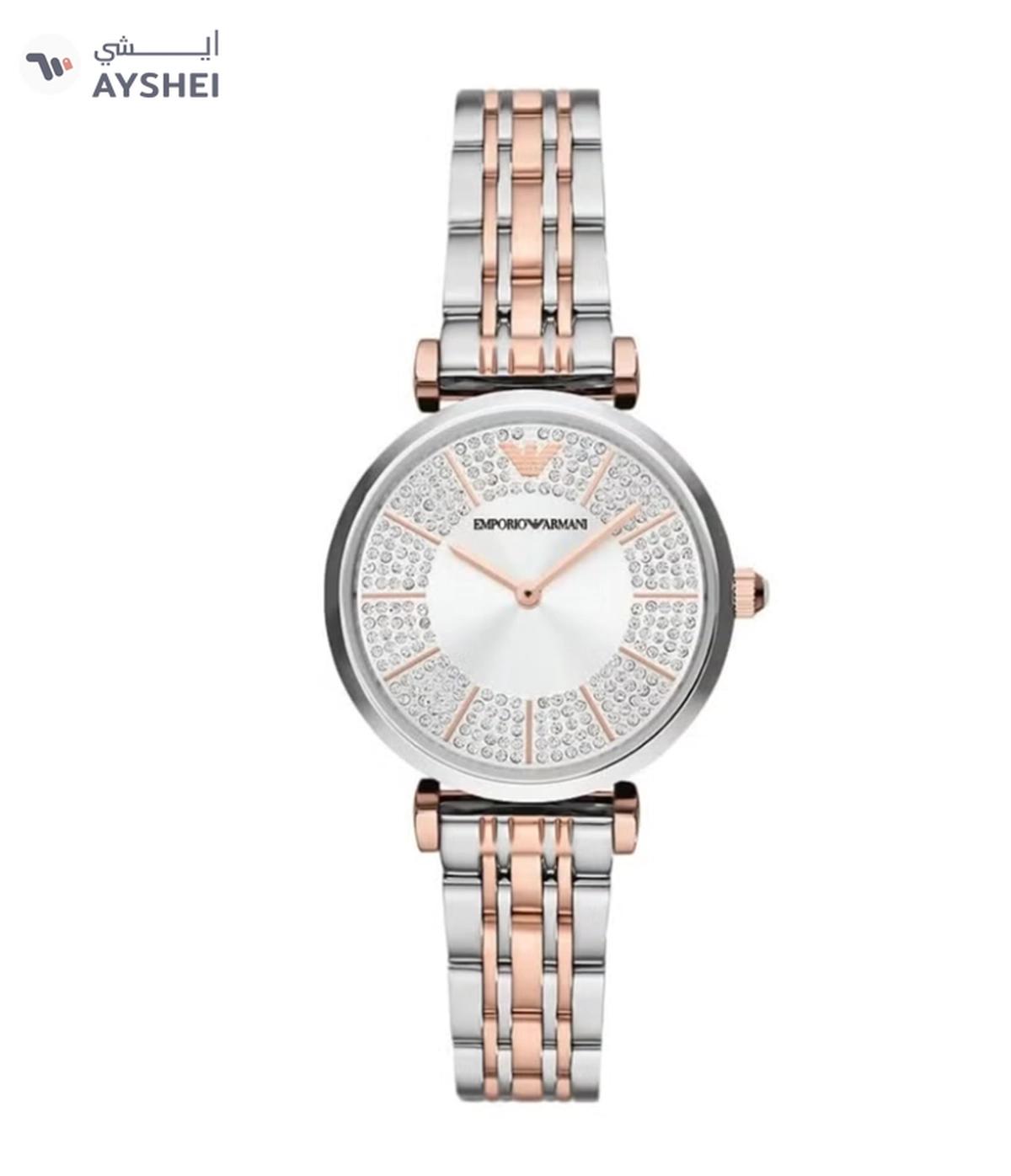 EMPORIO ARMANI Women's Silver Dial Watch With Two Hand Movement, Stainless Steel Strap, AR11537-0-portrait