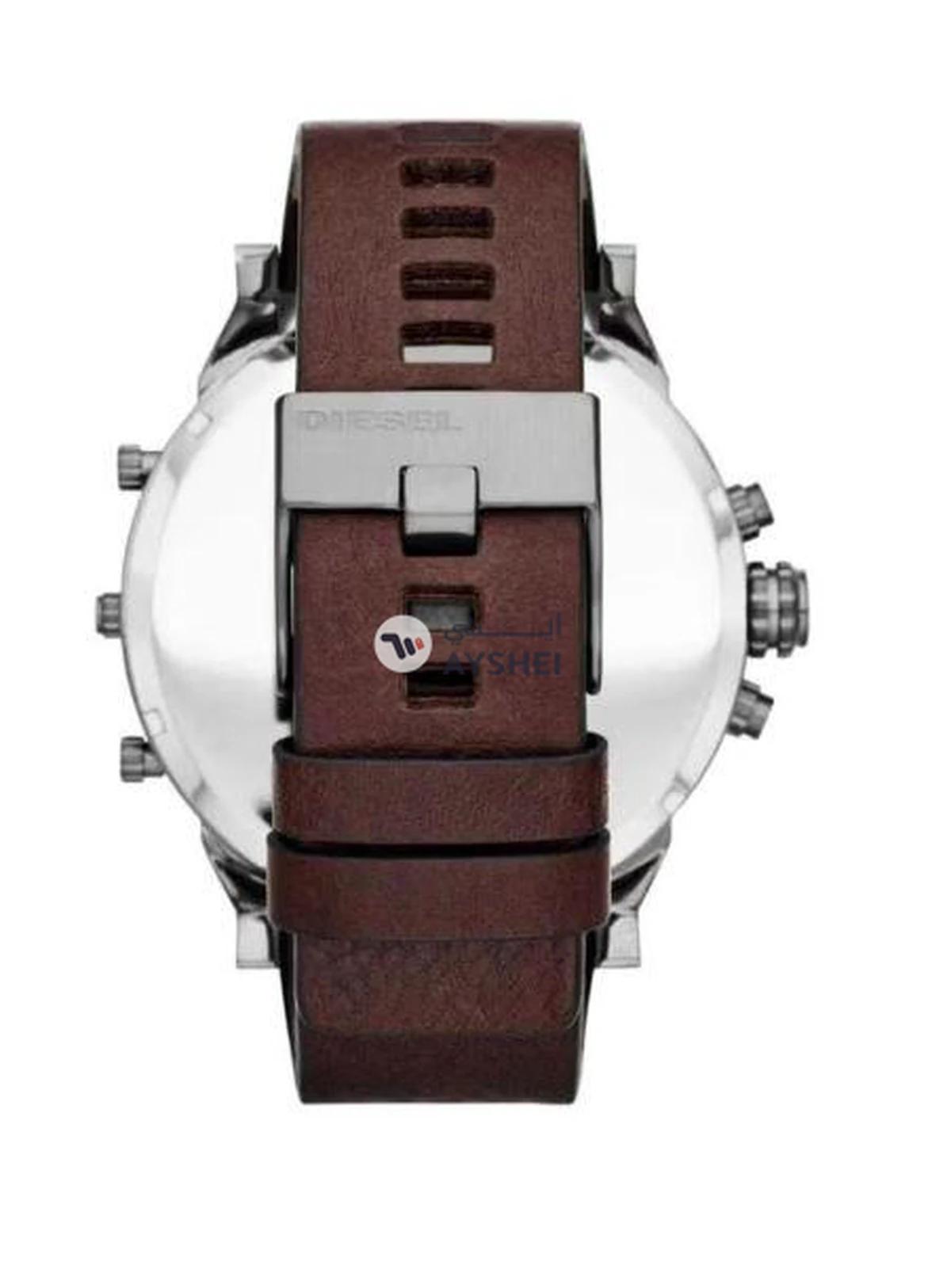 DIESEL Men's Mr Daddy Dual Time Chronograph Navy Blue Dial Leather Watch DZ7314-1-1