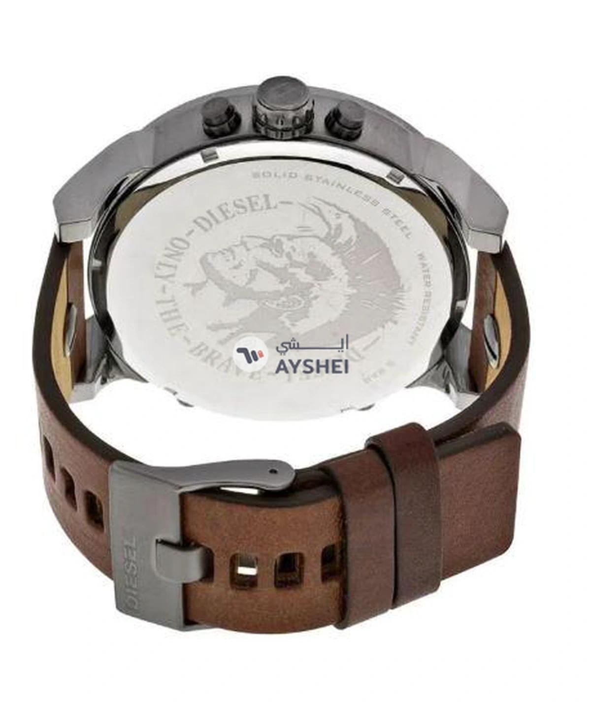 DIESEL Men's Mr Daddy Dual Time Chronograph Navy Blue Dial Leather Watch DZ7314-1-portrait