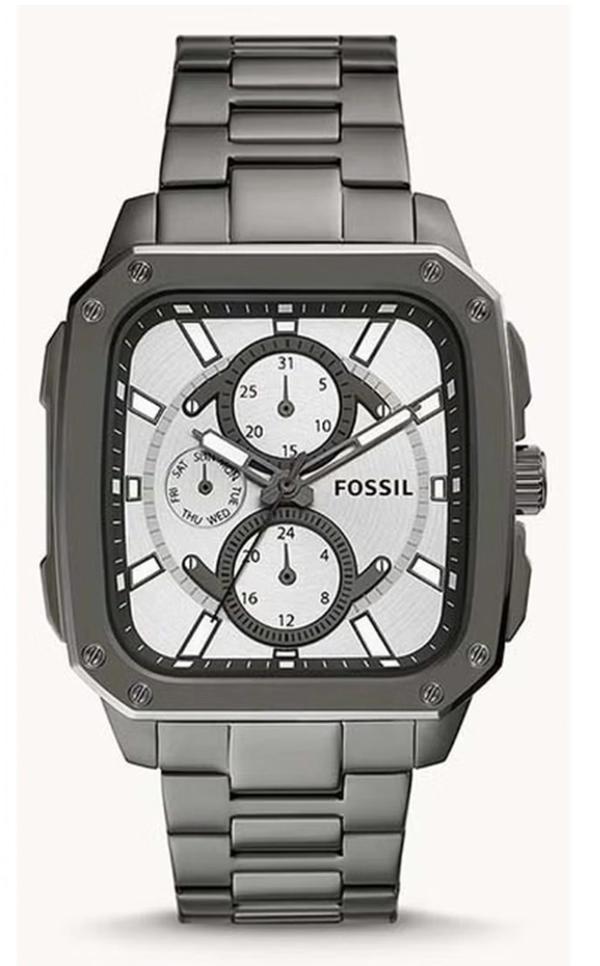 Fossil Men's Inscription Rectangle Shape Stainless Steel Chronograph Wrist Watch BQ2657 - 42mm - Grey