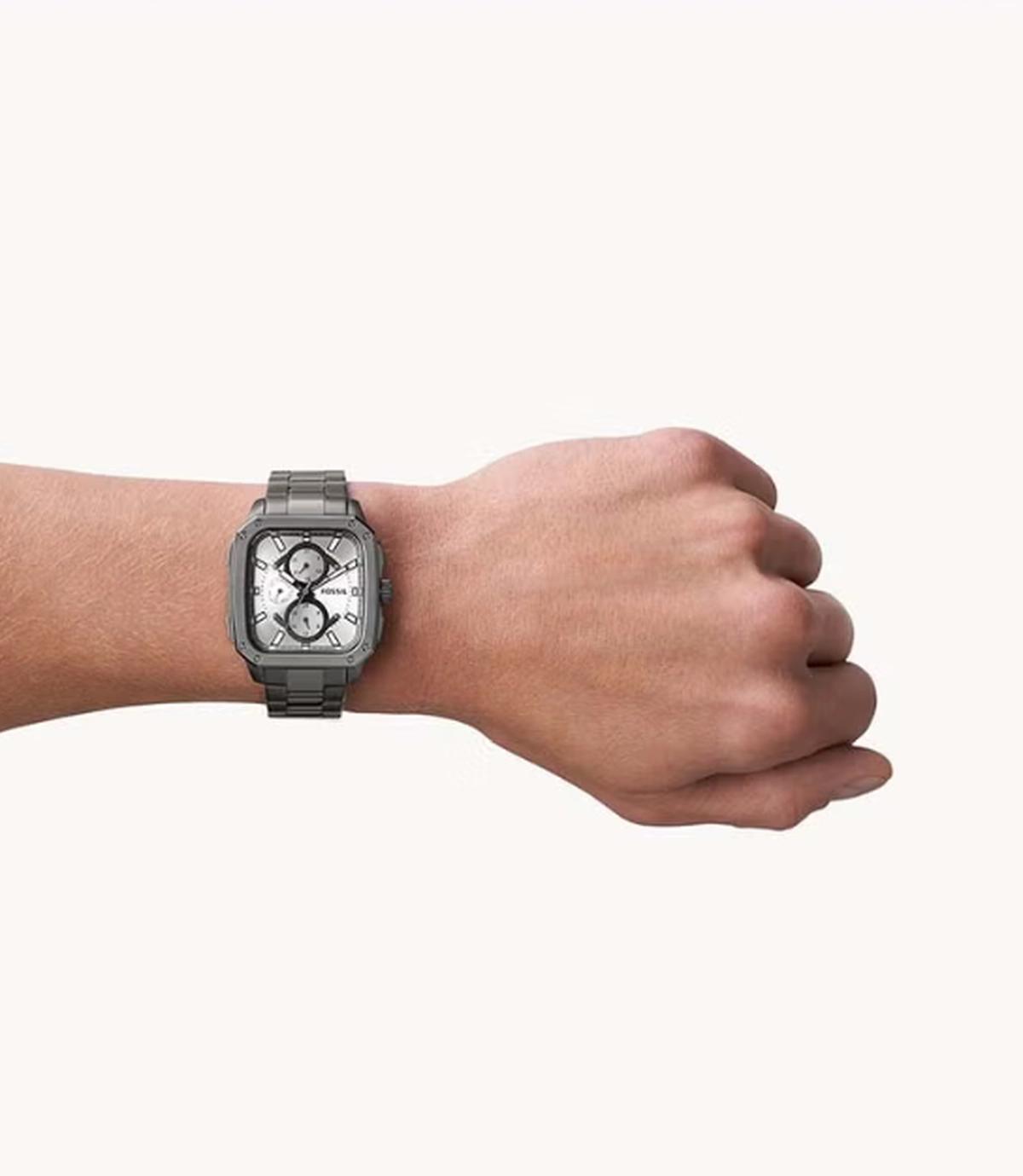 Fossil Men's Inscription Rectangle Shape Stainless Steel Chronograph Wrist Watch BQ2657 - 42mm - Grey-1-portrait