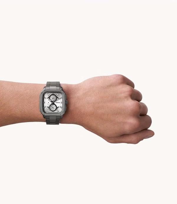 Fossil Men's Inscription Rectangle Shape Stainless Steel Chronograph Wrist Watch BQ2657 - 42mm - Grey