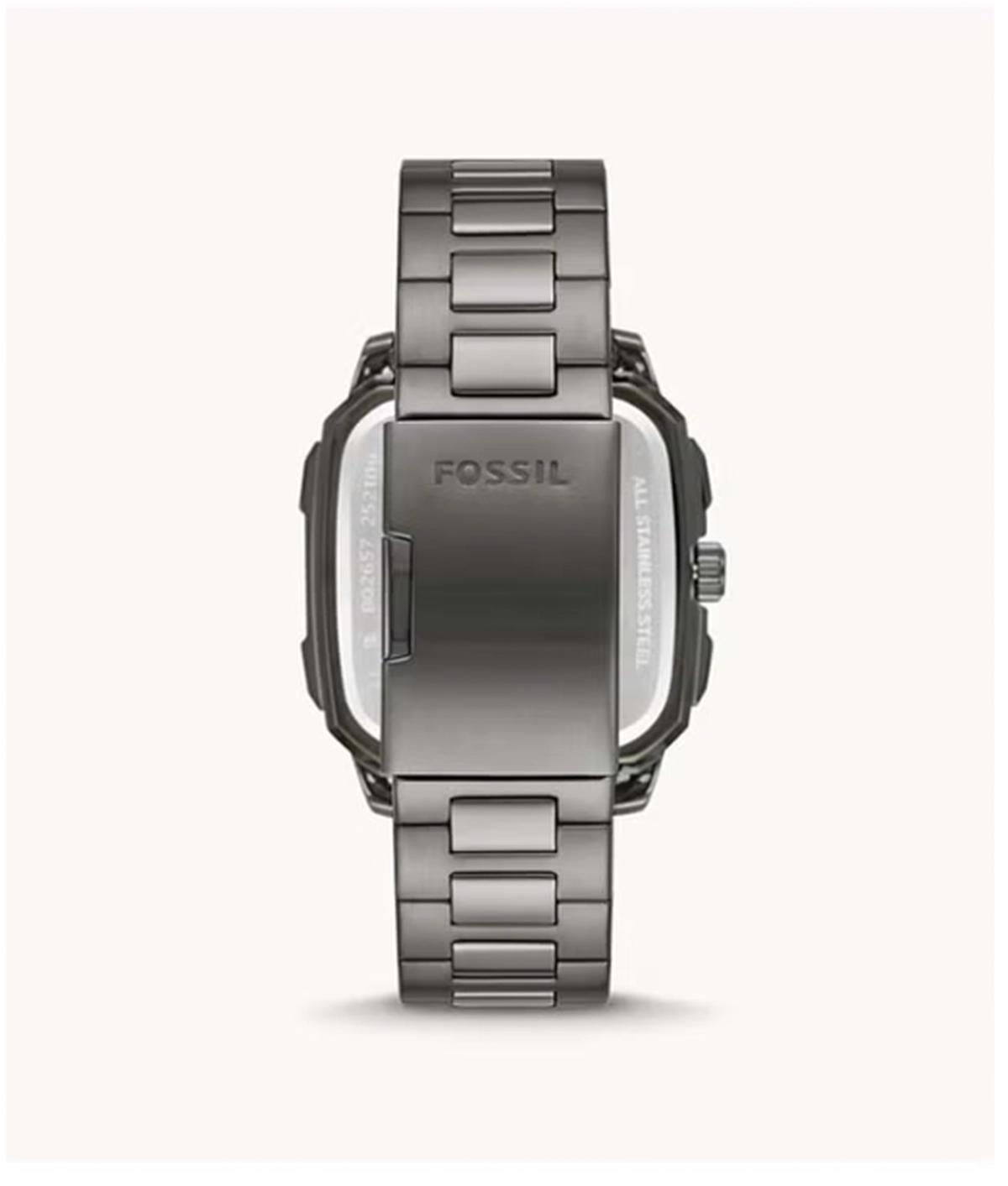Fossil Men's Inscription Rectangle Shape Stainless Steel Chronograph Wrist Watch BQ2657 - 42mm - Grey-0-portrait