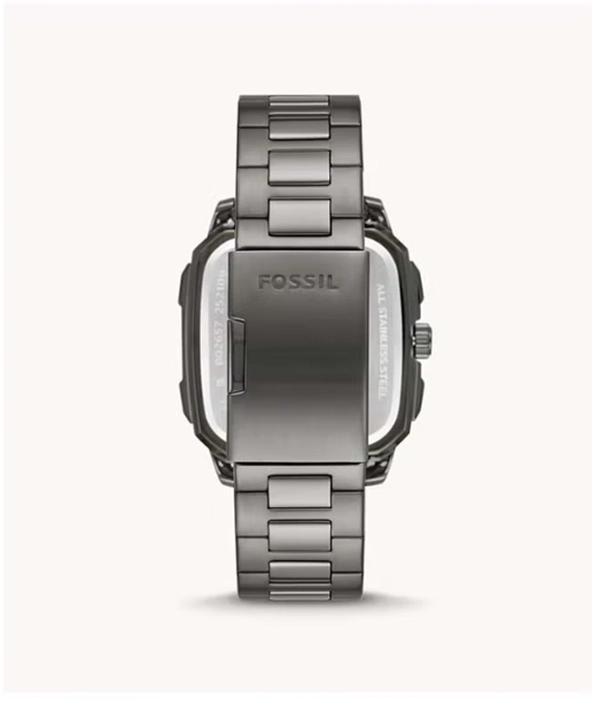 Fossil Men's Inscription Rectangle Shape Stainless Steel Chronograph Wrist Watch BQ2657 - 42mm - Grey