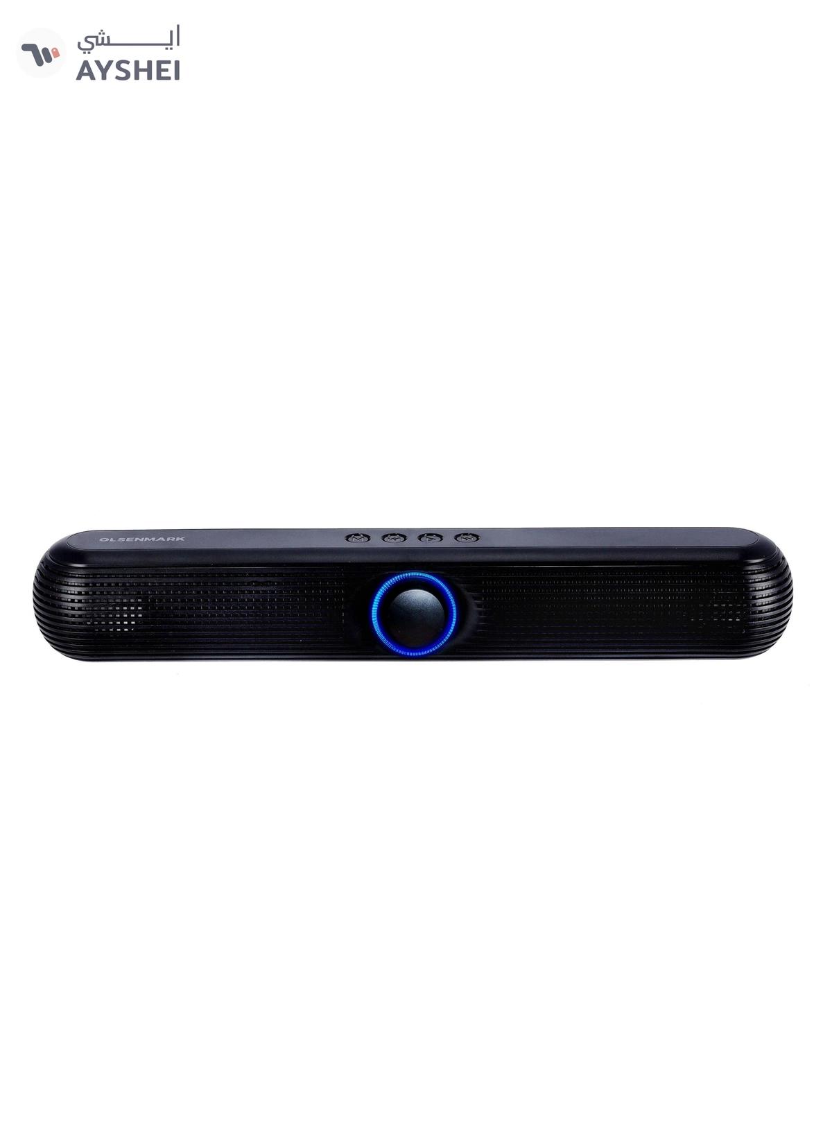 Olsenmark Wireless Speaker Bluetooth FM USB TF Card AUX Input TWS 2x5W Speaker Mini Sound Bar-0-0