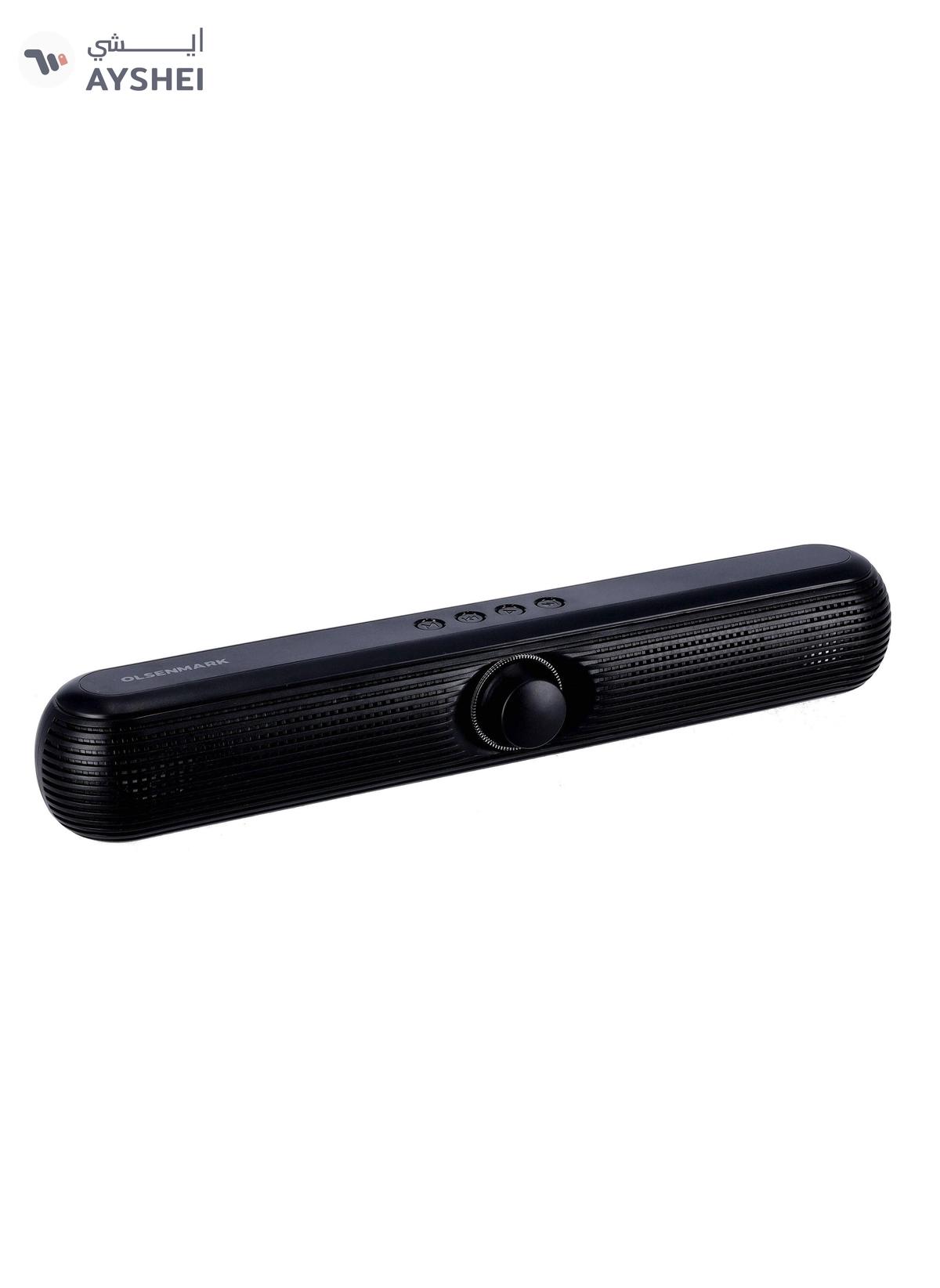 Olsenmark Wireless Speaker Bluetooth FM USB TF Card AUX Input TWS 2x5W Speaker Mini Sound Bar-0-portrait