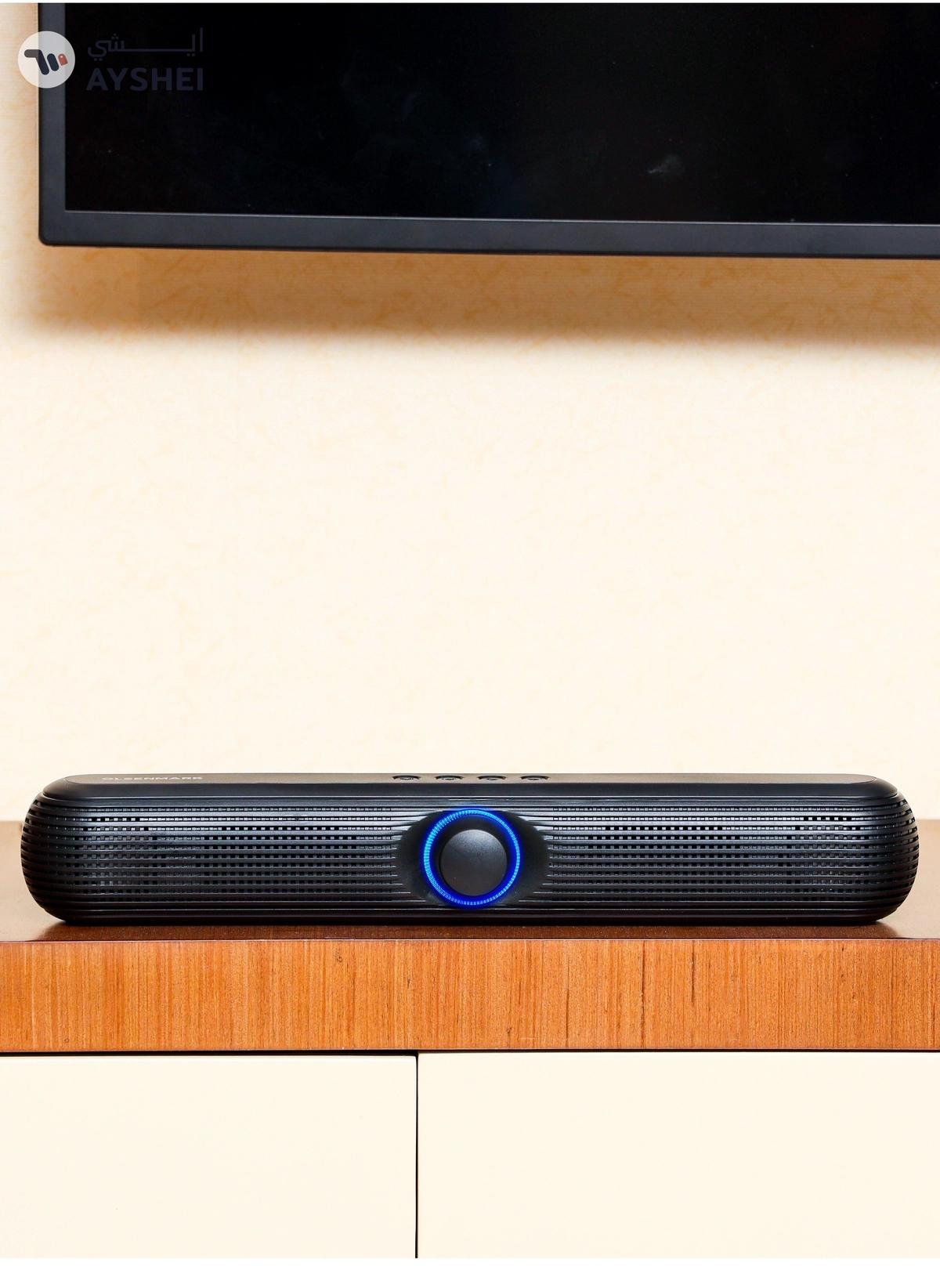 Olsenmark Wireless Speaker Bluetooth FM USB TF Card AUX Input TWS 2x5W Speaker Mini Sound Bar-1-portrait