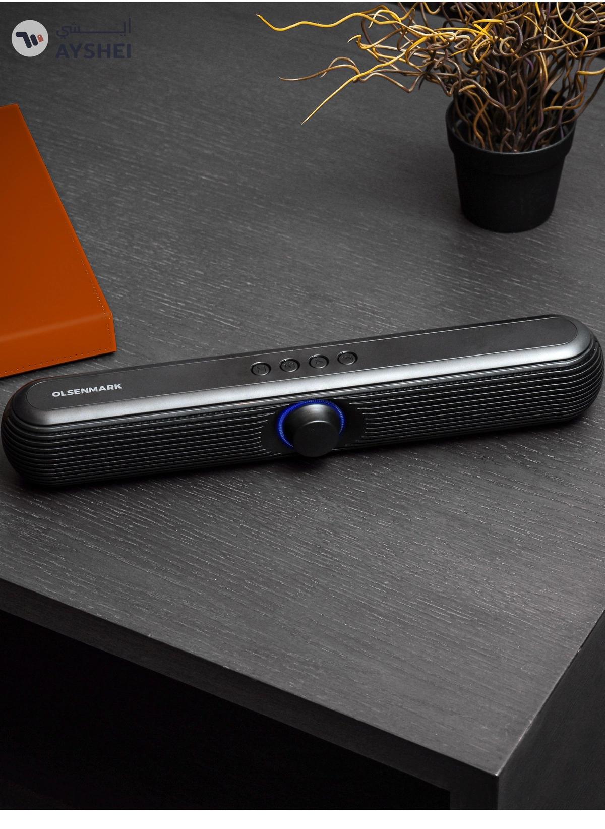 Olsenmark Wireless Speaker Bluetooth FM USB TF Card AUX Input TWS 2x5W Speaker Mini Sound Bar-5-5