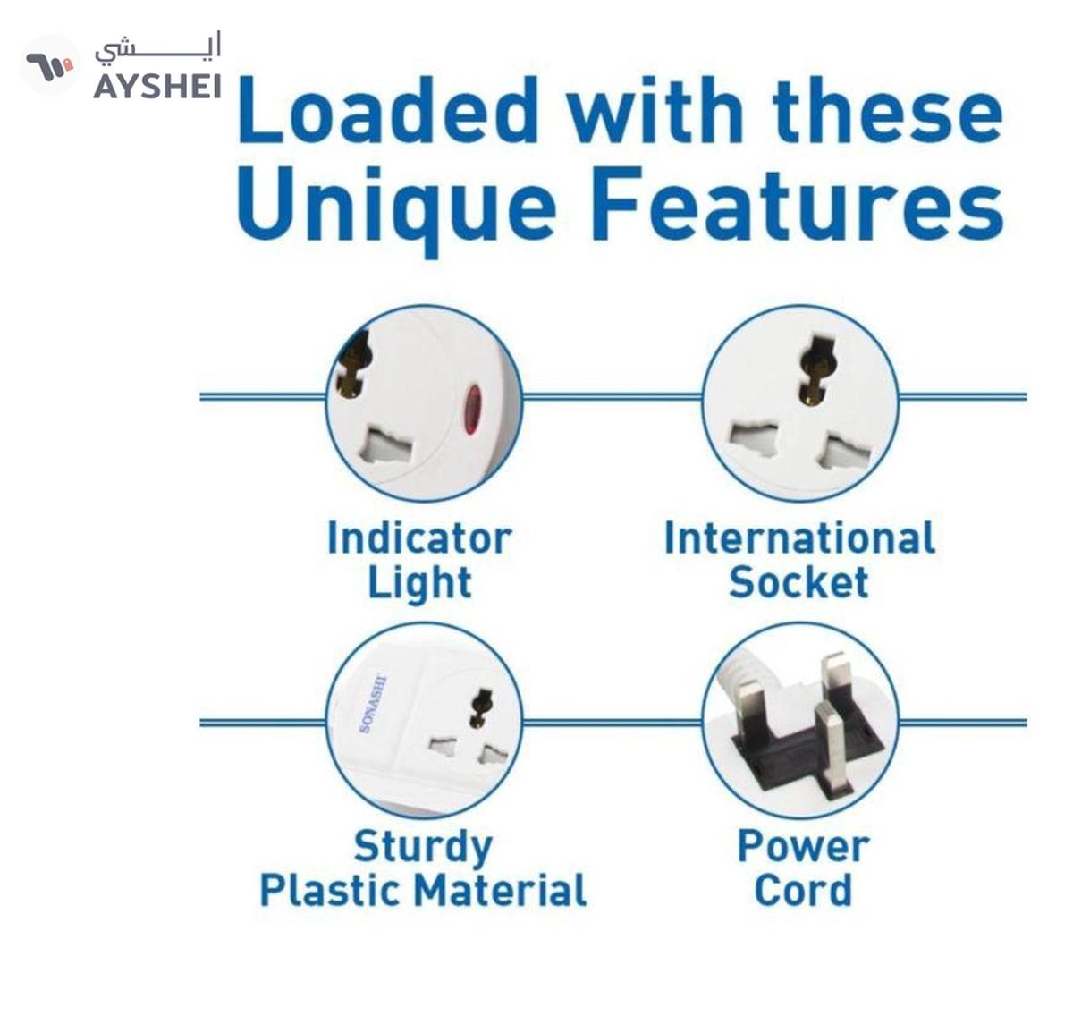 Sonashi 5Way Universal Extension Socket with Indicator Light and Safety Shutter-4-4