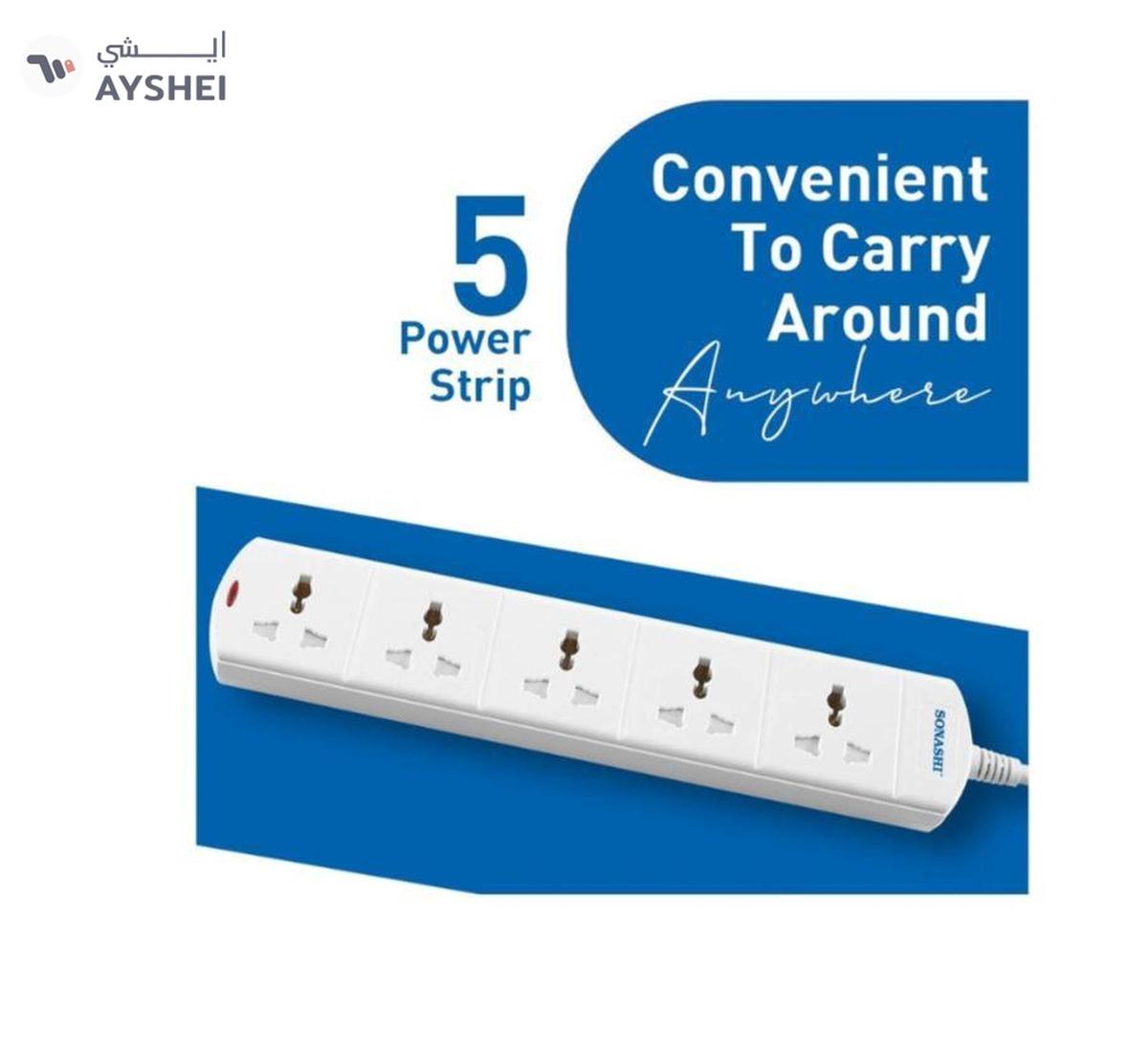 Sonashi 5Way Universal Extension Socket with Indicator Light and Safety Shutter-6-6