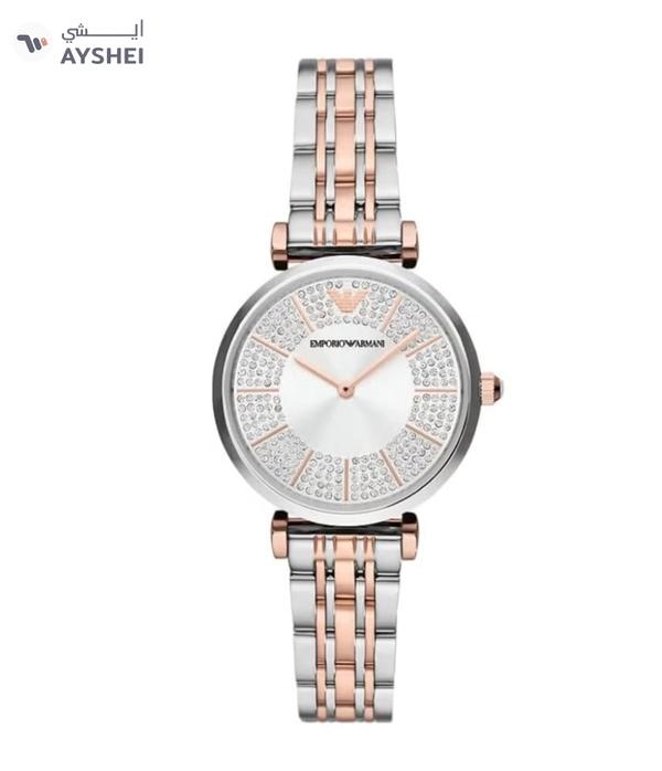 EMPORIO ARMANI Women's Silver Dial Watch With Two Hand Movement, Stainless Steel Strap, AR11537