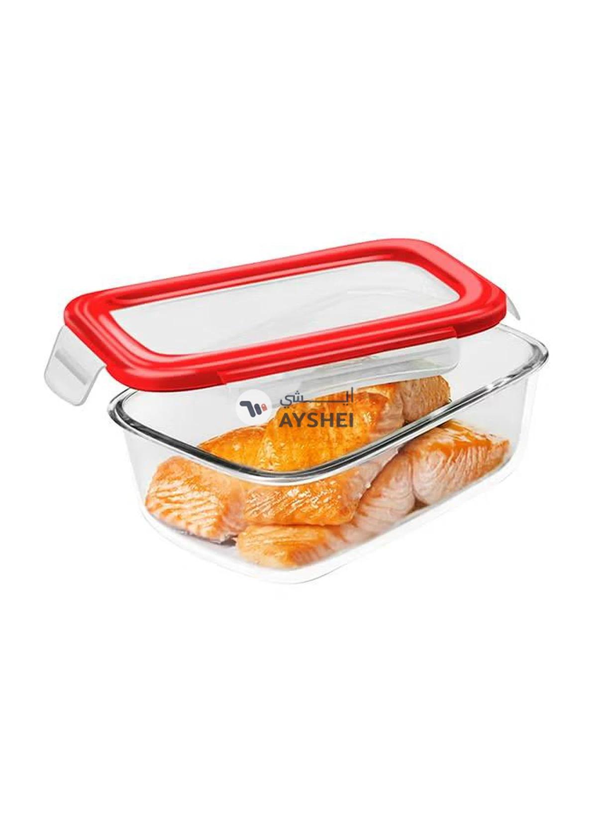 DELCASA Airtight Container With Lid Clear/Red 19.6x14.6x6.1cm-0-0