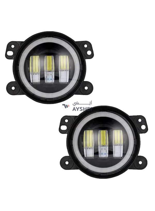 Generic 2-Piece Halo LED Fog Lights For Jeep Wrangler