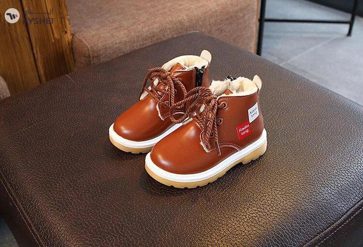 Babyqlo Brown lace up Boot shoes for Boys-0-0
