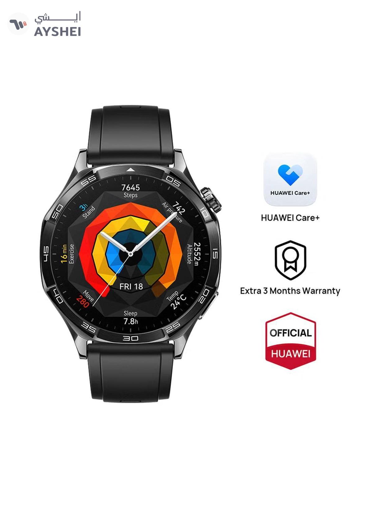 Huawei Watch GT 5 46mm Smartwatch, up to 14 Days Battery Life, All-new Running and Cycling Experience, Sharp-Edged Design Watch, Health Tracking, Compatible with iOS and Android - Fluoroelastomer Strap Black-0-portrait