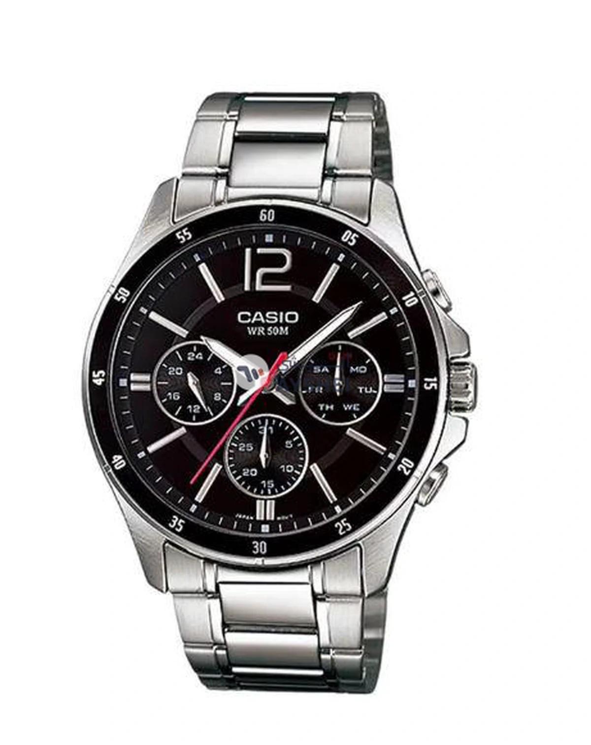 CASIO Men's Water Resistant Chronograph Watch MTP-1374D-1AVDF - 44 mm - Silver-0-portrait
