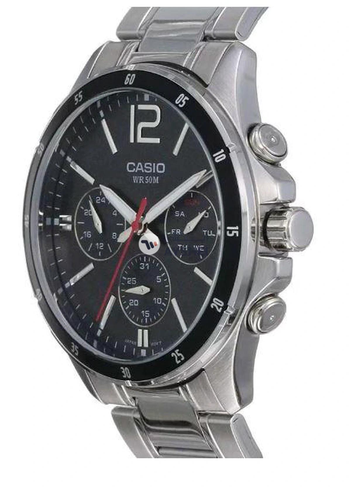 CASIO Men's Water Resistant Chronograph Watch MTP-1374D-1AVDF - 44 mm - Silver-2-2