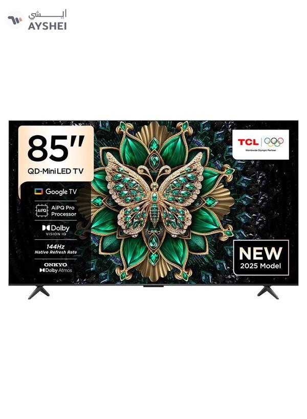 TCL 85 Inch Smart TV 4K QD-Mini LED Colorful Quantum Crystal HDR 10+ Gaming Google TV, 144Hz Native Refresh Rate, ONKYO 2.1 Hi-Fi, Dolby Atmos, AI Mode, Game Master (2025 Model), 2 Year Warranty, 85C6K Black