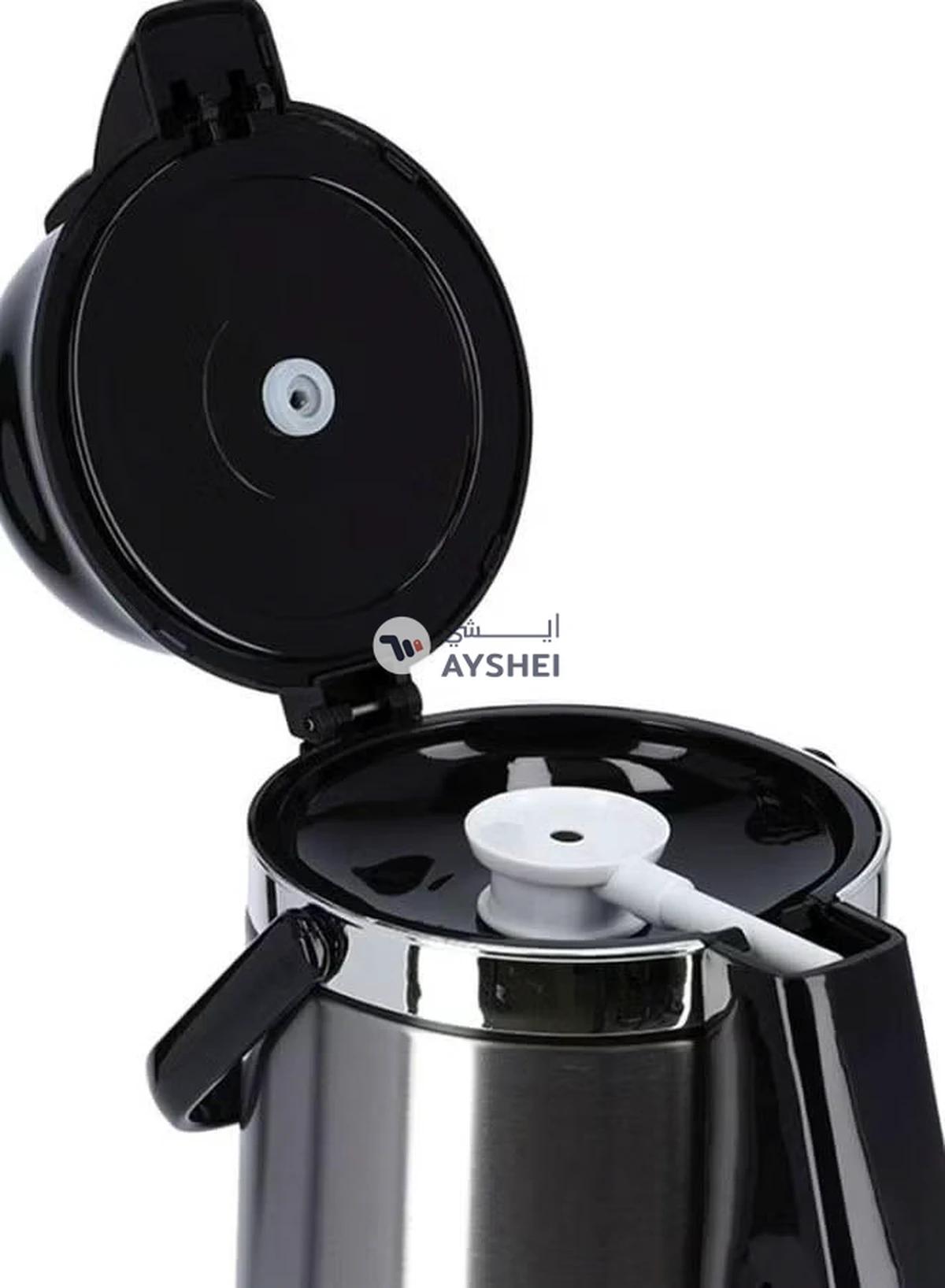 DELCASA Airpot Glass Vacuum Flask Silver/Black-2-2