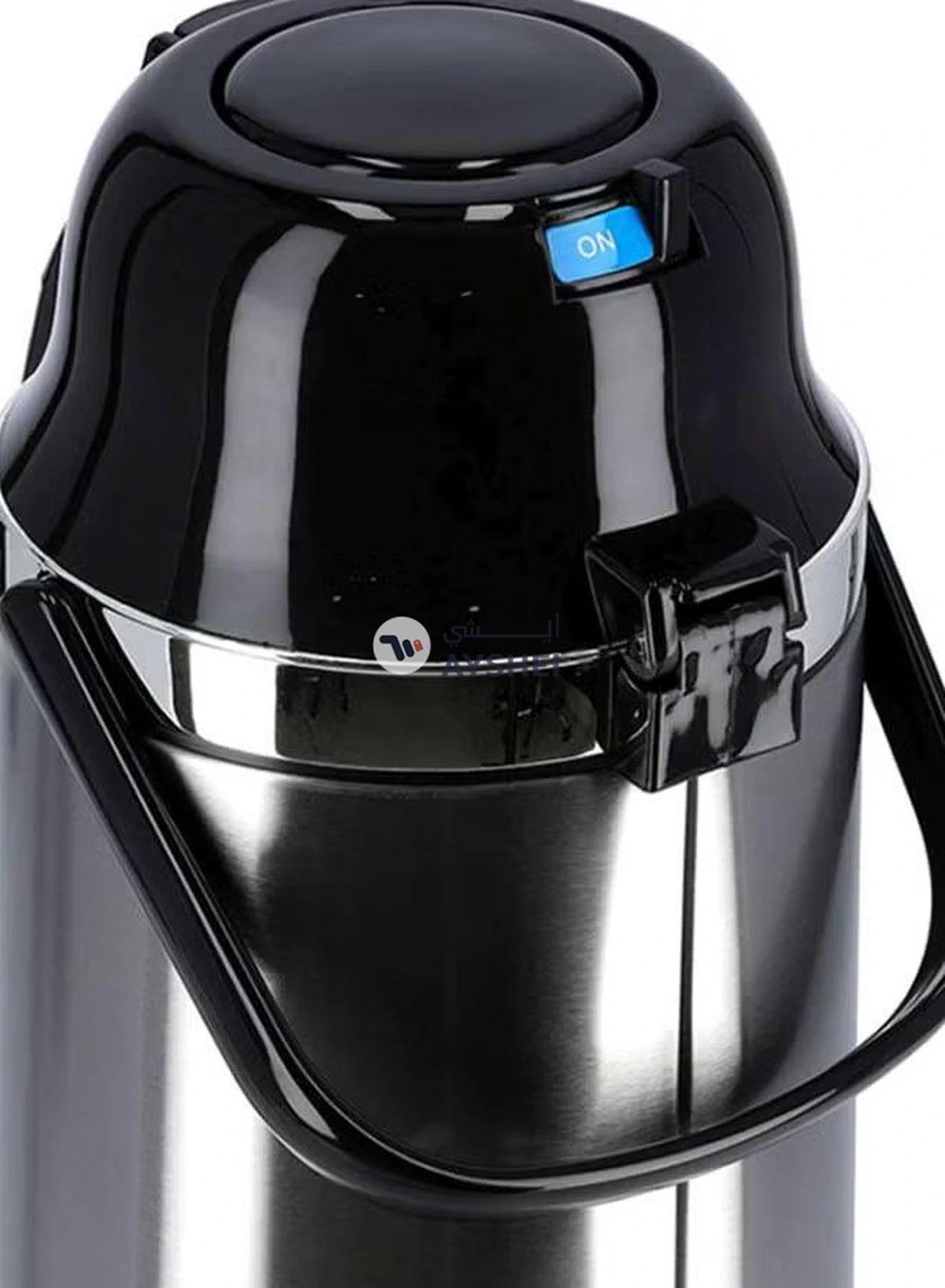 DELCASA Airpot Glass Vacuum Flask Silver/Black-4-4