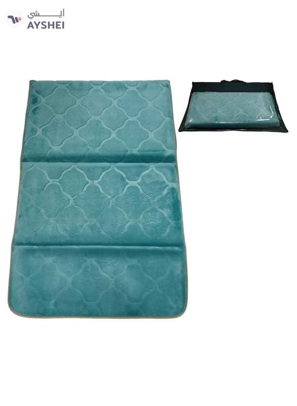 Yuwell Foldable Prayer Mat with Back Support & Carrying Bag, 2-in-1 Prayer Rug Sajadah, Anti-Slip Islamic Salah Mat Soft Velvet Mat 110×65CM for Men & Women, Portable Ramadan & Eid Gift Marine Blue