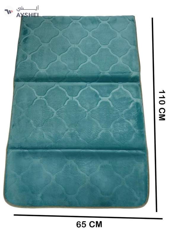 Yuwell Foldable Prayer Mat with Back Support & Carrying Bag, 2-in-1 Prayer Rug Sajadah, Anti-Slip Islamic Salah Mat Soft Velvet Mat 110×65CM for Men & Women, Portable Ramadan & Eid Gift Marine Blue
