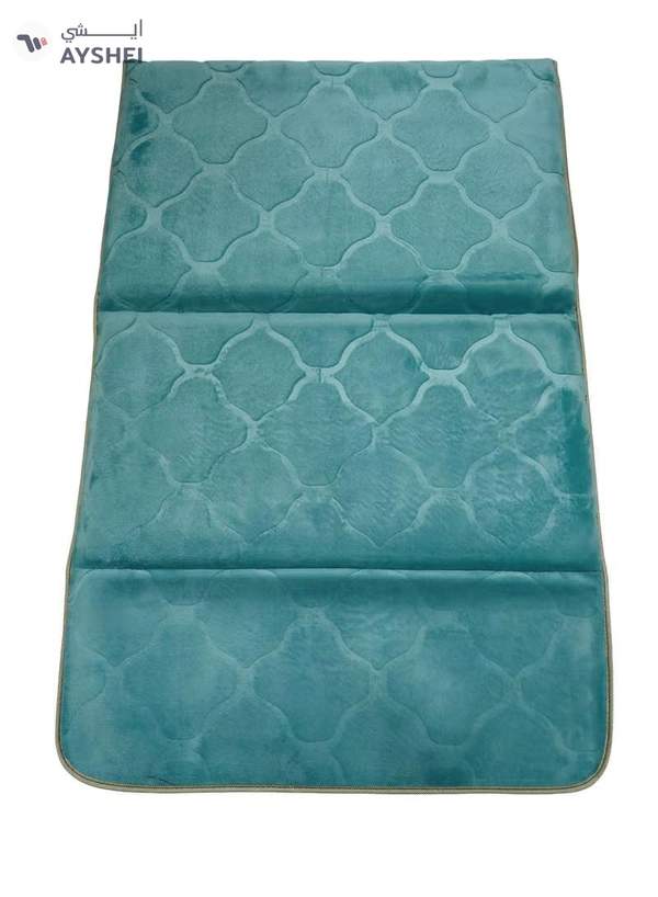 Yuwell Foldable Prayer Mat with Back Support & Carrying Bag, 2-in-1 Prayer Rug Sajadah, Anti-Slip Islamic Salah Mat Soft Velvet Mat 110×65CM for Men & Women, Portable Ramadan & Eid Gift Marine Blue
