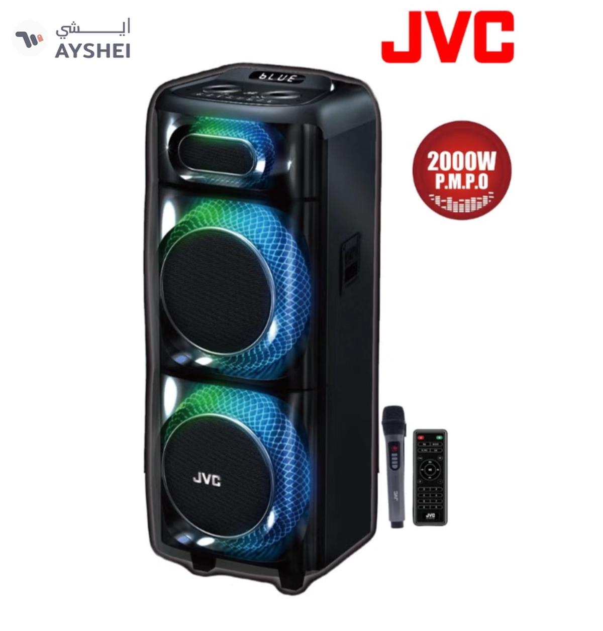 JVC Portable Bluetooth Party Speaker /2000W PMPO Output/ 10"*2 Speaker/8000 mAh Power Battery with Wireless Microphone and Remote control-XS-N178 XS-N178 Black-0-portrait