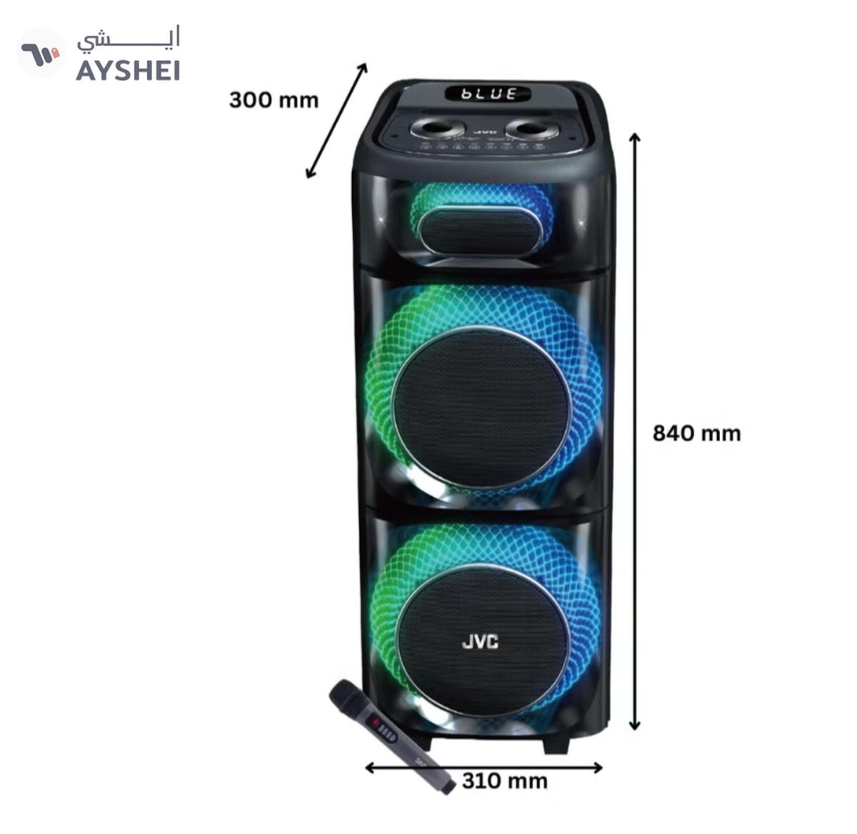 JVC Portable Bluetooth Party Speaker /2000W PMPO Output/ 10"*2 Speaker/8000 mAh Power Battery with Wireless Microphone and Remote control-XS-N178 XS-N178 Black-2-2