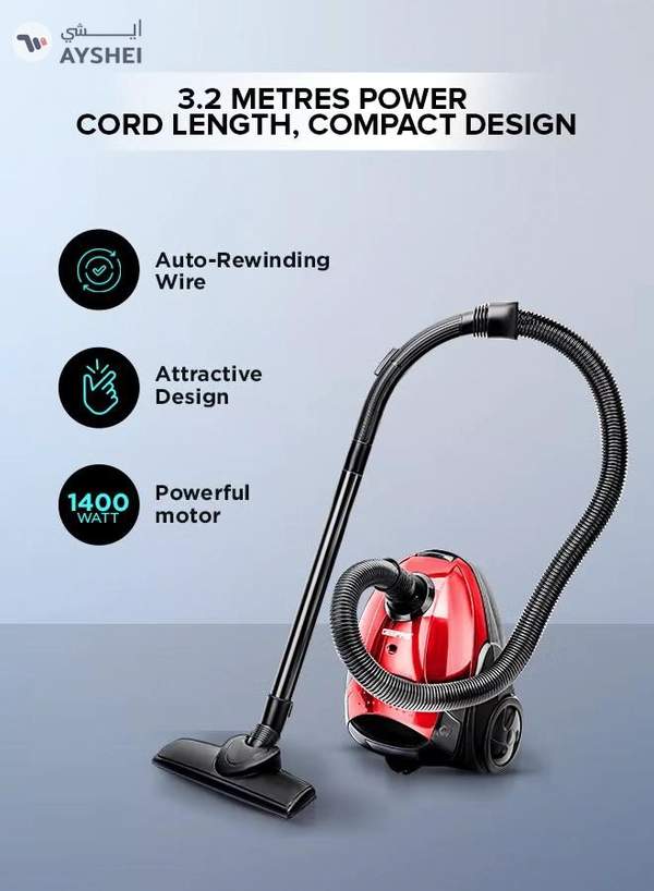 GEEPAS Preview Vacuum Cleaner With Powerful Suction, Low Noise Design, Dust Full Indicator, Flexible Hose With Air Flow On Handle, Plastic Insert Tube, Dustbag 1.5L, Pedal Switch And Auto Rewinding Wire 1.5 L 1400 W GVC2595 1.5 L 1400 W GVC2595 Red