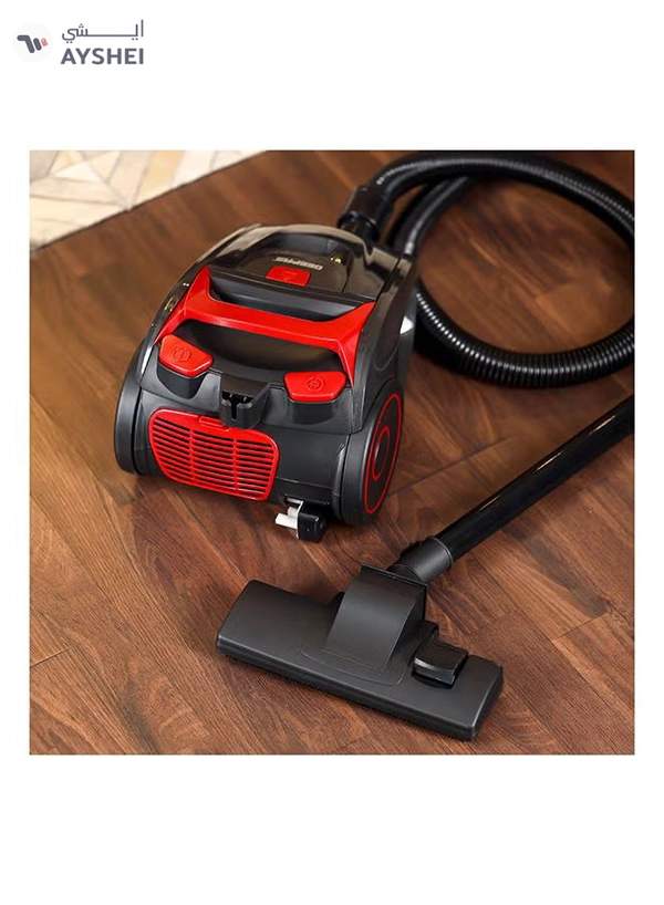 GEEPAS Cyclonic Vacuum Cleaner With 1.5L Dust bag Capacity, Lower Noise Design, Flexible Hose With handle Airflow Control, Pedal On/Off Switch, Automatic Cord Rewinder Function, Hepa Filtration System 1.5 L 2200 W GVC19035 Red, Black