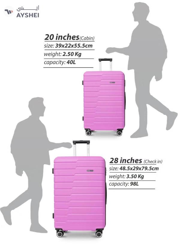 PARAJOHN Series Set of 2 Luggage | Lightweight Small 10KG & Large 30KG ABS 4 Wheels Trolley Hardsided Travel Suitcase Pink