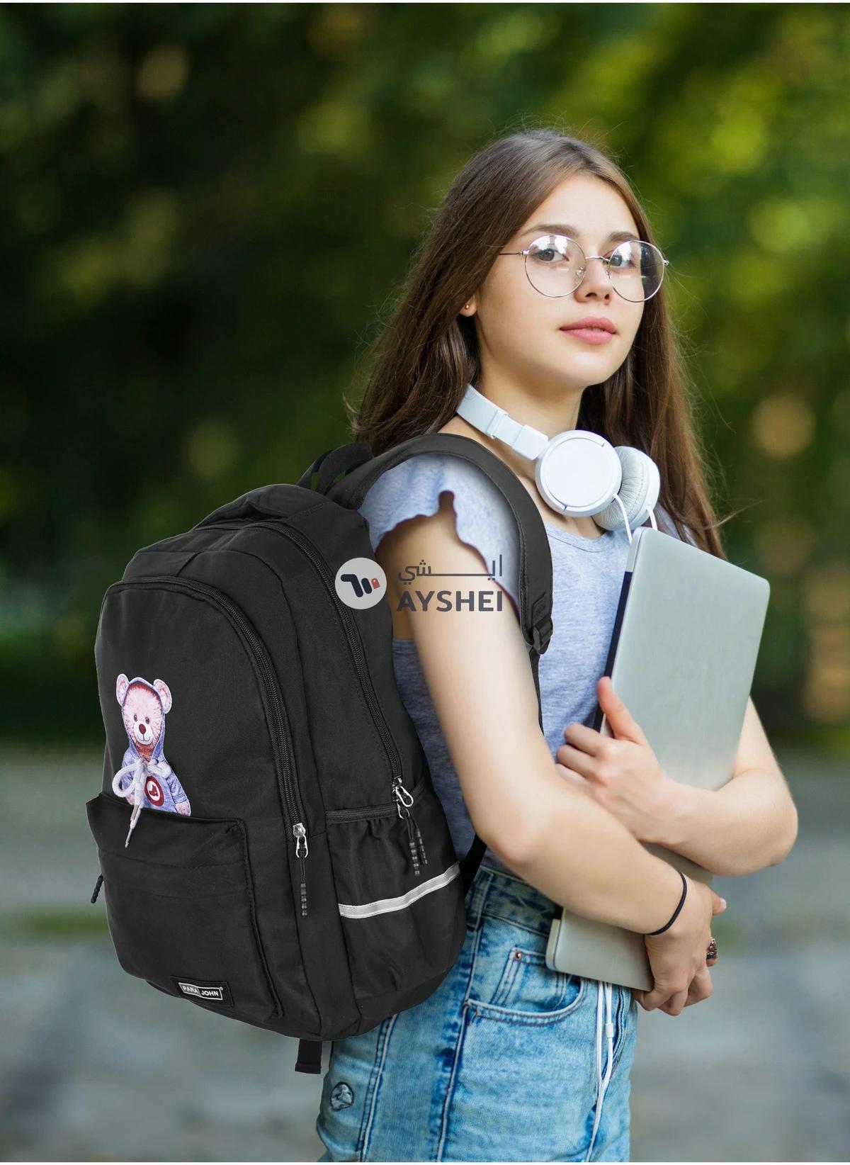 PARAJOHN Bear Pattern Large Capacity Backpack, Nylon Durable Lightweight School Backpack, Fashion Travel Computer Bag-2-2