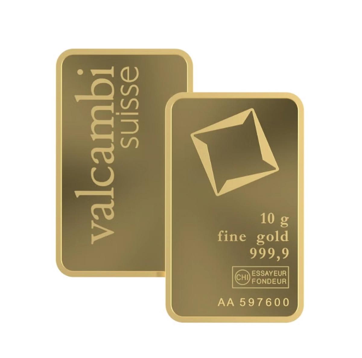 Valcambi Suisse 10g 24K (999.9) Pure Minted Gold Bar - Variable Design-3-3